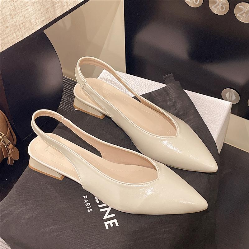 

2025 Французская сумка сандалии с открытой пяткой женские весна-лето новые шпильки темперамент светская львица остроносые высокие каблуки 42