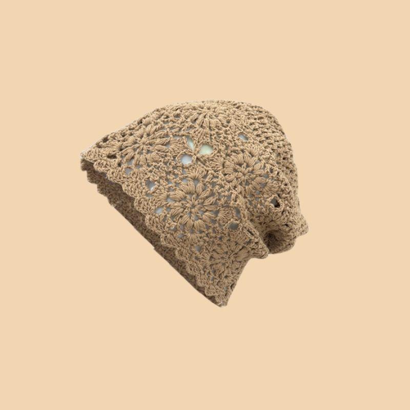 

Японский стиль Женская ручная работа Плетеная повязка на голову Шляпа Летняя тонкая Универсальная Дышащая Ажурная вязка Шапка-бини One Size