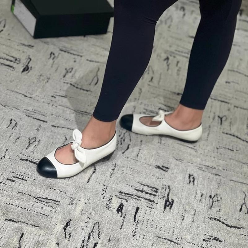 Moda Wiosna Nowe Buty na Niskim Obcasie Damskie Modne Okrągły Nosek Płytkie Wycięcie Kokarda Motylkowa Kolor Miękka Podeszwa Antypoślizgowe Pojedyncze Buty