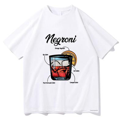 Negroni Cocktail Printed Tshirt Harajuku Style Aesthetic Tshirt Womens Daily Streetwear Versatile Short Sleeved Tshirt