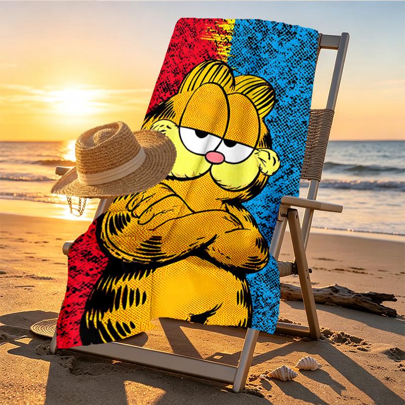 Garfield Print Beach Towel Design, Soft, Lightweight. for Home Bathroom, Spa, Pool, Yoga, Surfing, Camping, Gift for Family, Friend