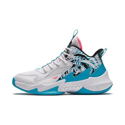 Comfortable Shock Absorbing Durable Mid-Top Kids Basketball Shoes Kids Sneakers White Blue Black A312341108-2