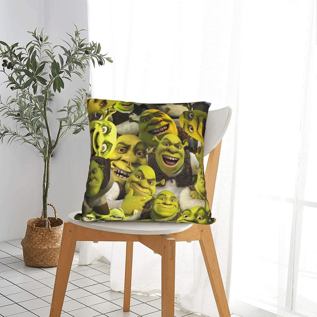 Shreks Meme Funny Pillowcase Polyester Cushion Cover Decoration Pillow Case Cover Home Zippered 18'