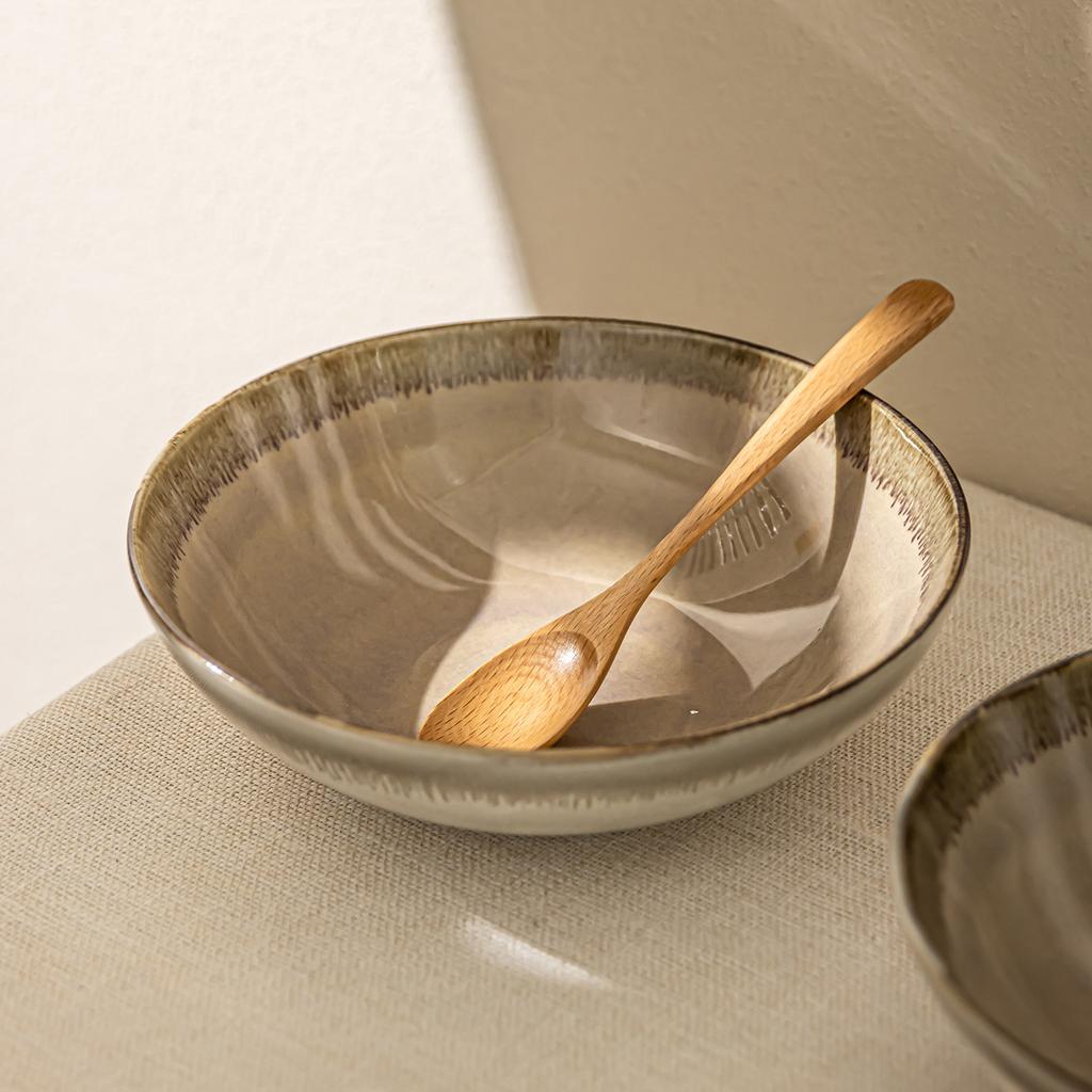 Japanese-Style Large Bowl, Ceramic Bowl, Open Bowl, Household Dish Bowl, Noodle Bowl, Kiln-Changed Tableware, Salad Bowl, Round Large Bowl.