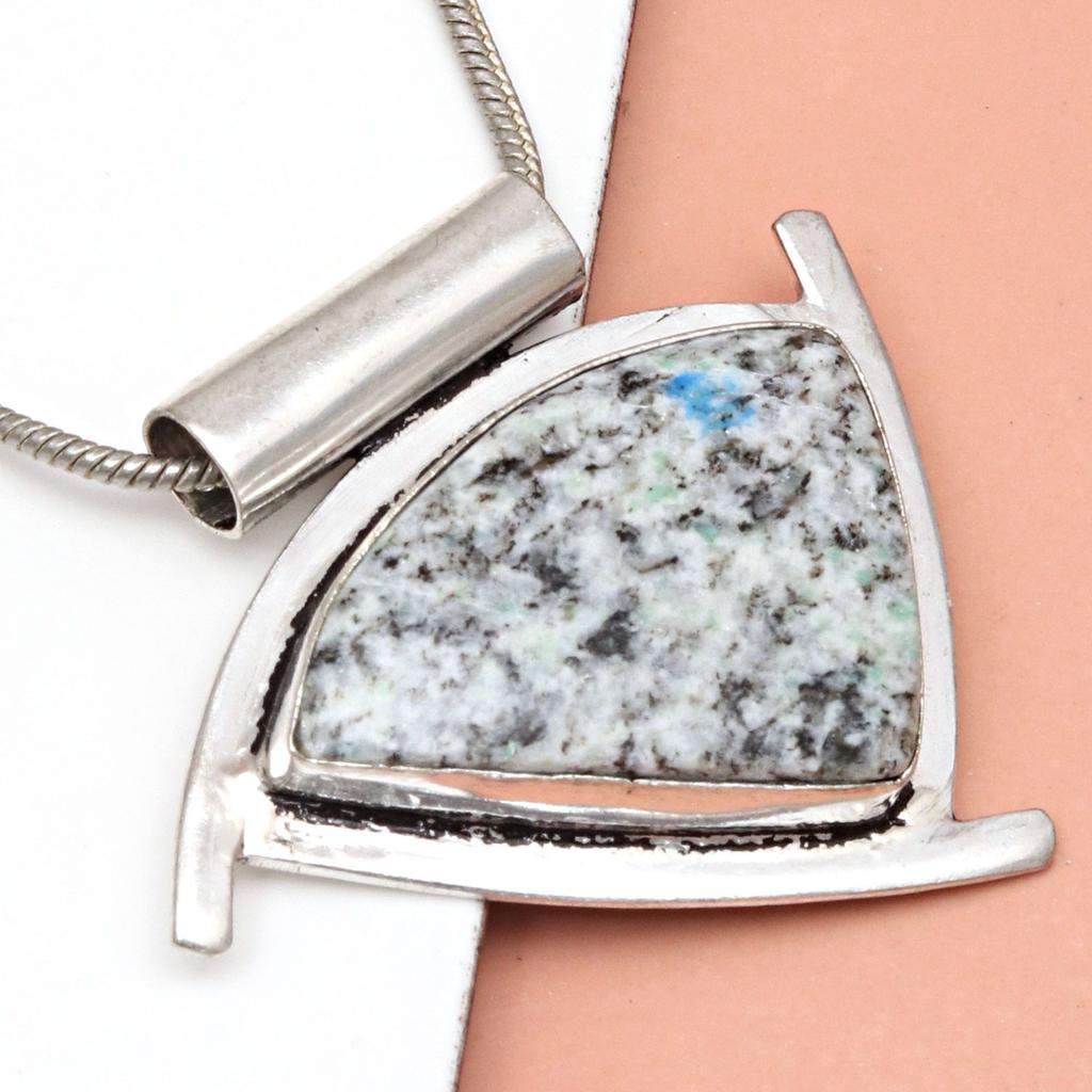 Jasper Gemstone Jewelry Necklace Silver Handmade  Ethnic Macrame Thread