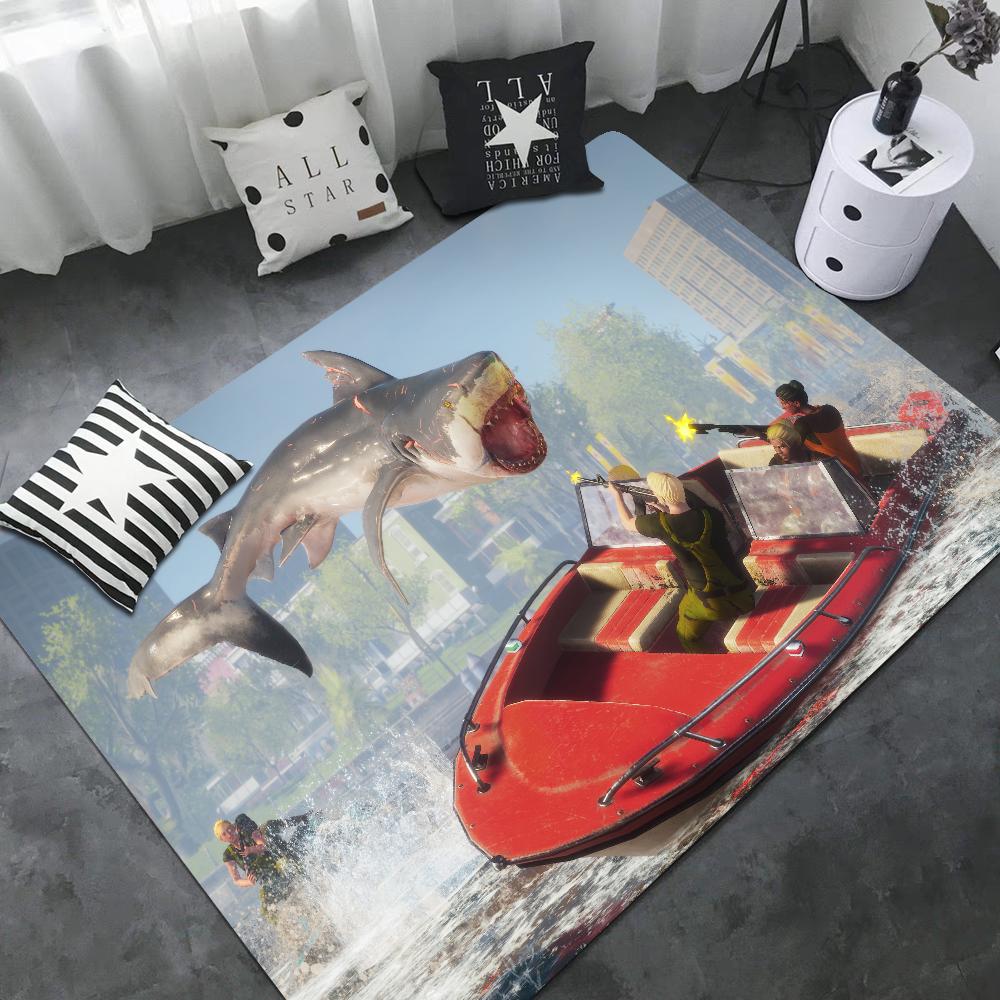 Funny Shark Floor Mat Non-Slip Laundry Room Mat Laundry Decor Balcony Child Living Room Bedside Mats