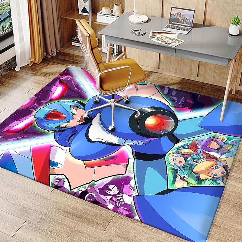 Cartoon Rockman Game Megaman Printed Absorbent Washable Carpet, Non-Slip Bathroom Mats, Kitchen Rugs, Yoga Mat,Living Room Entrance, Camping Picnic Ru