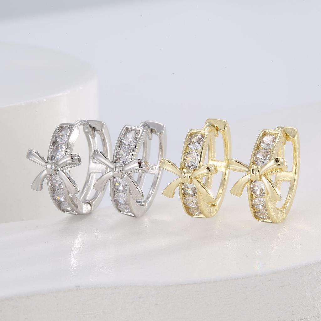 Xin Shi'S Personality Is Sweet, Slightly Inlaid Bow Ear Buckle 2 024 Trendy Niche Design Sense Exquisite Fashion Ear