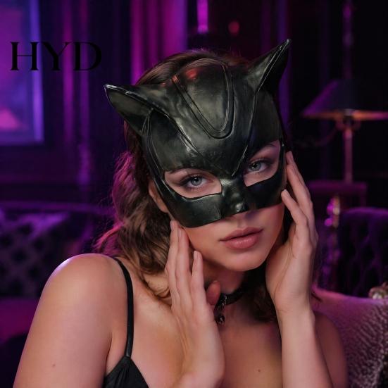 Soft Material Halloween Mask Catw Woman Mask, Black Cat Eye Costume Latex Transparent Vision Cosplay Leather Accessory for Masquerade Superhero Party
