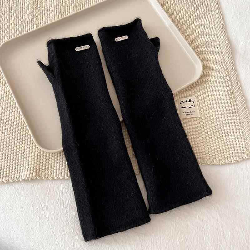 Knitted Long Fingerless Gloves for Women Warm for Autumn and Winter  Cloud Like Soft Texture  Raccoon Fleece  Fingerless Pile Sleeves