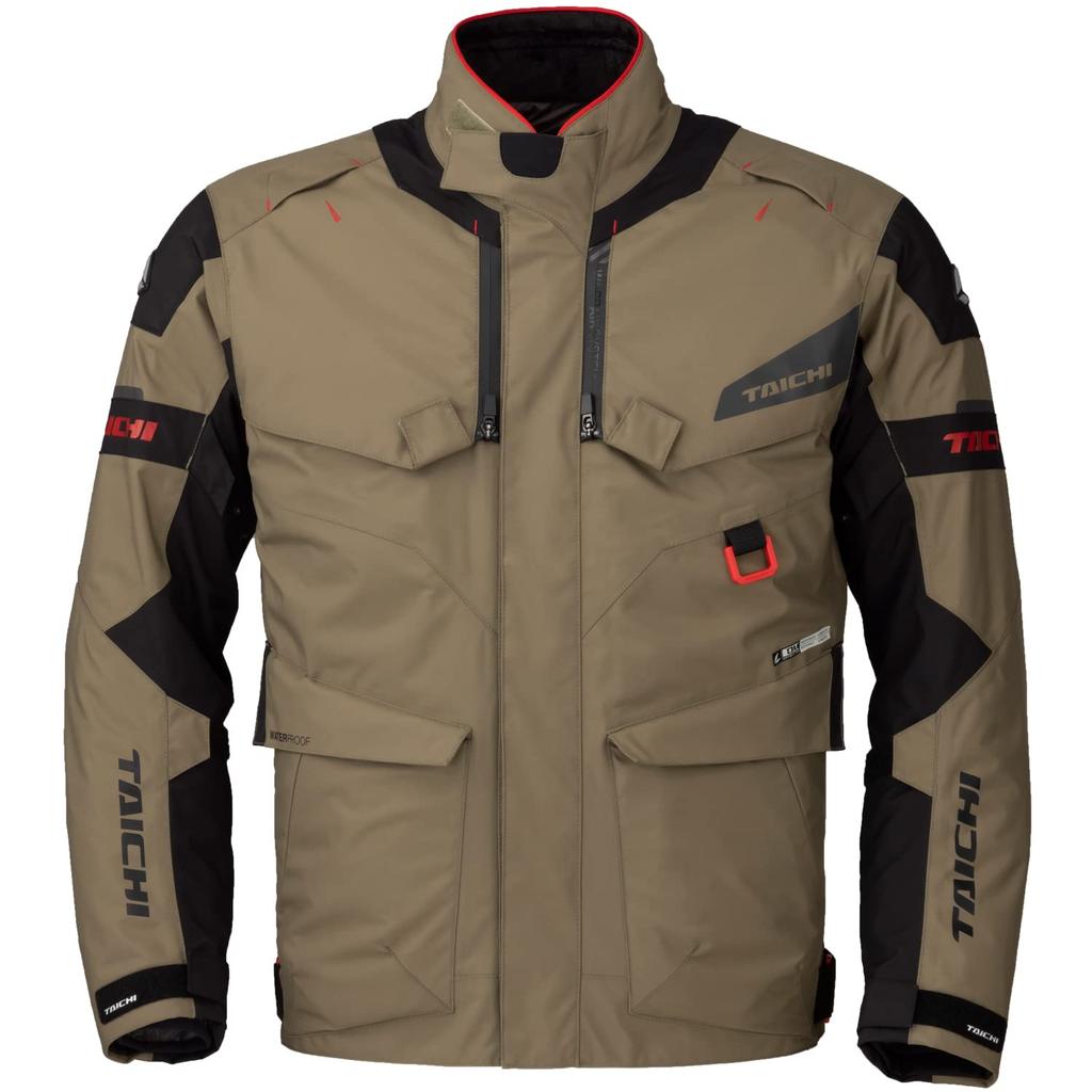 RS Taichi Motorcycle Riding CE Protector Detachable Inner DRYMASTER Compass Jacket RSJ729 KHAKI XL Jacket, Autumn/Winter/Spring, Waterproof,
