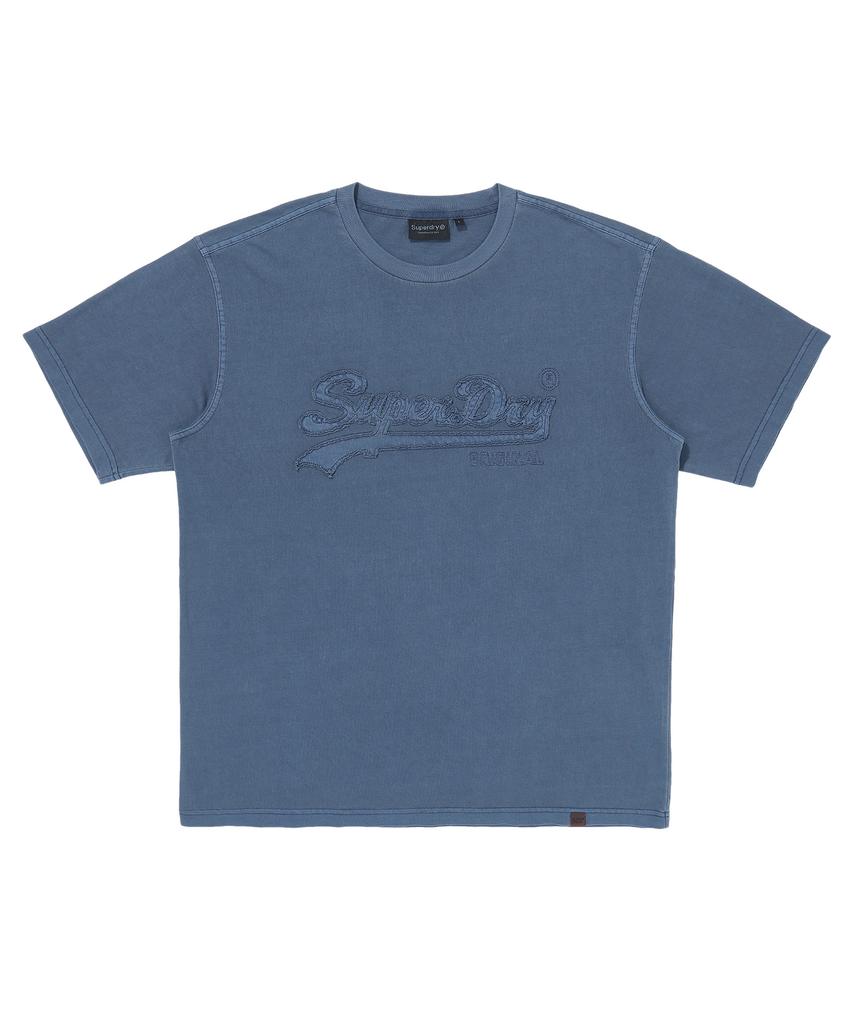 Syupeodeulai Vintage Applique T-Shirt Dark Blue Sduisdp06Dbl