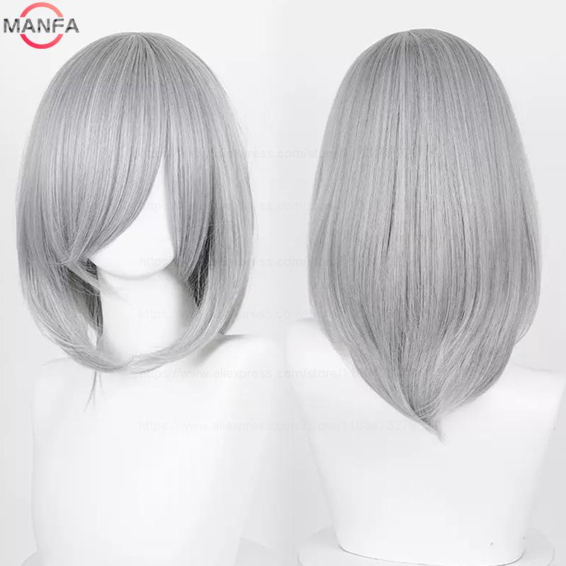40cm Medium Basic Anime Cosplay Wig Bang Blond  Black White Red Pink Green Brown Gold Blue Heat Resistant Synthetic Hair Wigs