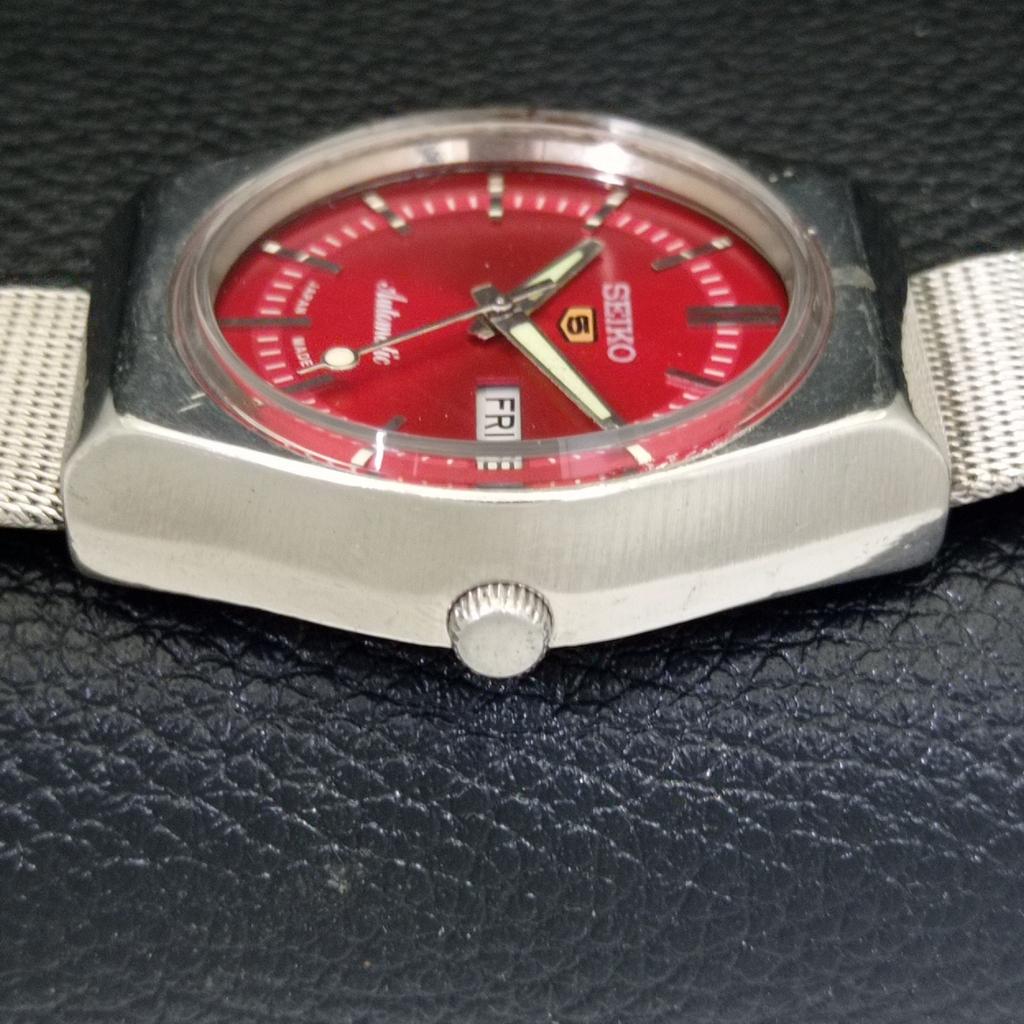 VINTAGE JAPAN SEIKO 5 AUTOMATIC 6309A MENS RED COLOR DIAL WATCH A500842-5 R154-a500842