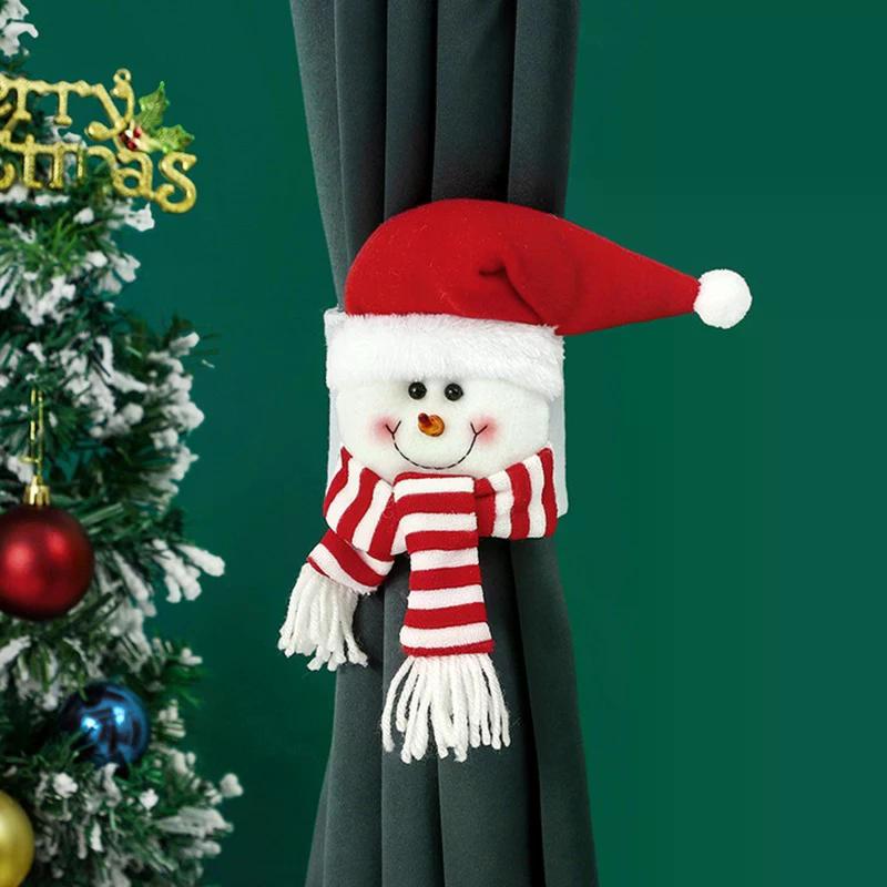 Christmas Cartoon Curtain Clasp Penguin Santa Claus Snowman Elk Curtain Holder Xmas Decor For Home Xmas Curtain Accessories