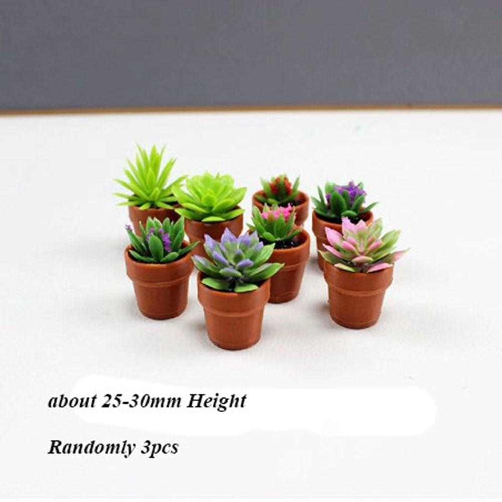 3pcs New 1:12 Dollhouse Miniature Potted Plant Multistyles Mini Bonsai Garden Home Model Play House Decor Doll House Accessories