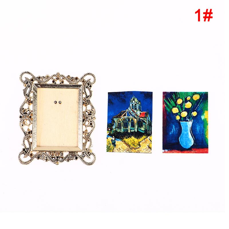 Dollhouse Miniatures 1/12 European Vintage Picture Frame Hanging Famous Painting Mural Wall Picture Photo Frame Simulation Model
