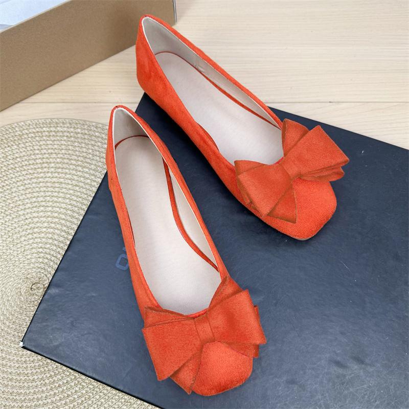 Fashion Flat Shoes for Women 2025 Spring and Autumn New Shallow Bow Square Toe Work Shoes Flat Large Size Women's Shoes Loafers