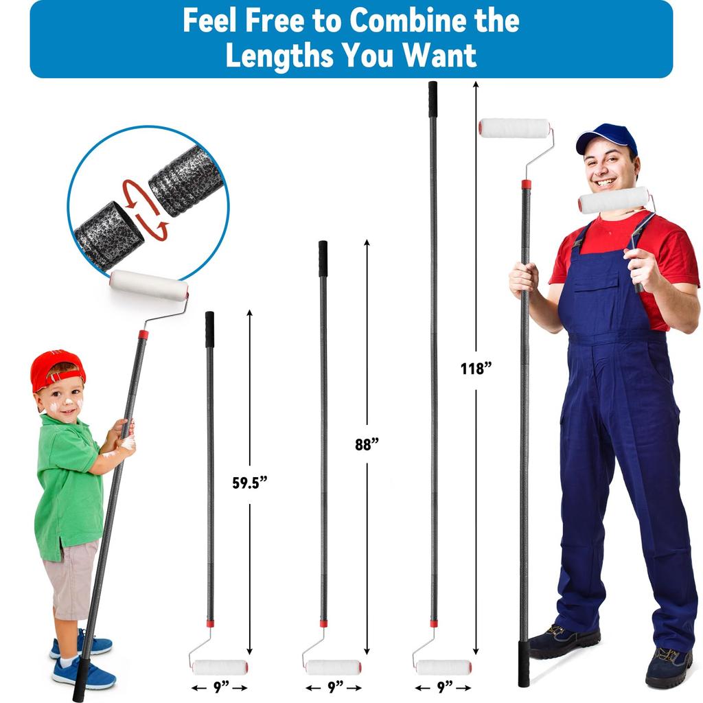 120cm Long Paint Stainless Steel Rod Paint Roller for Home Mural Paint Roller for Walls and Ceilings Roller, Use, Multi-Purpose