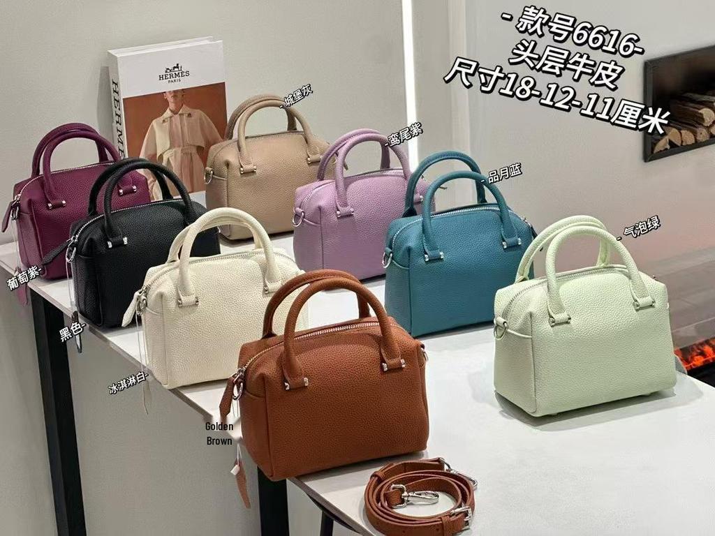 Genuine Leather Women's Candy Box Boston Pillow Crossbody Bag - New 2025 High-End Style