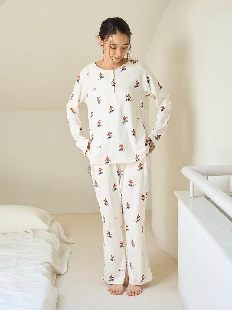 Ski Bear Print Long PWCT255250IVRF [HOLIDAY] T-Shirt