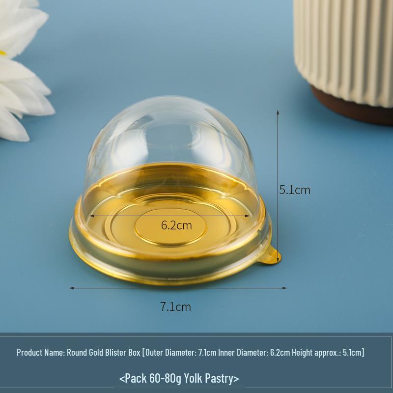 Mid-Autumn Festival Mooncake Box with Lid, Clear Cake Blister, Gold Plastic Tray