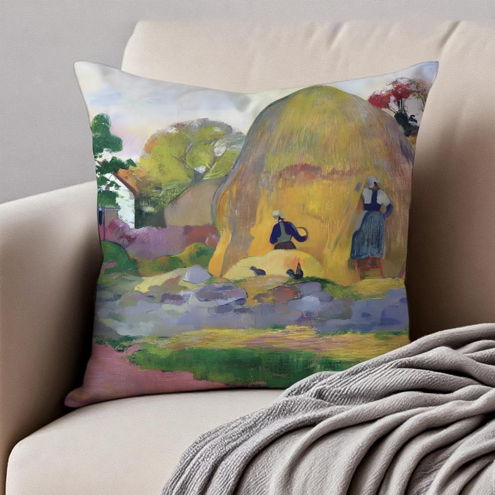 PostImpressionism PPaul Gauguin Cushion Cover Pillowcase Antidustmite Invisible Zipper Short Plush Sofa Cushion