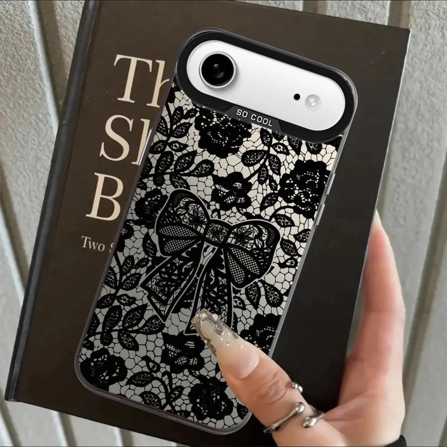 Fashion Black Lace Case for iPhone 17 Pro Max 13 Pro Air XR 12 XS 16 15 Plus 14 11 Back Phone Cover