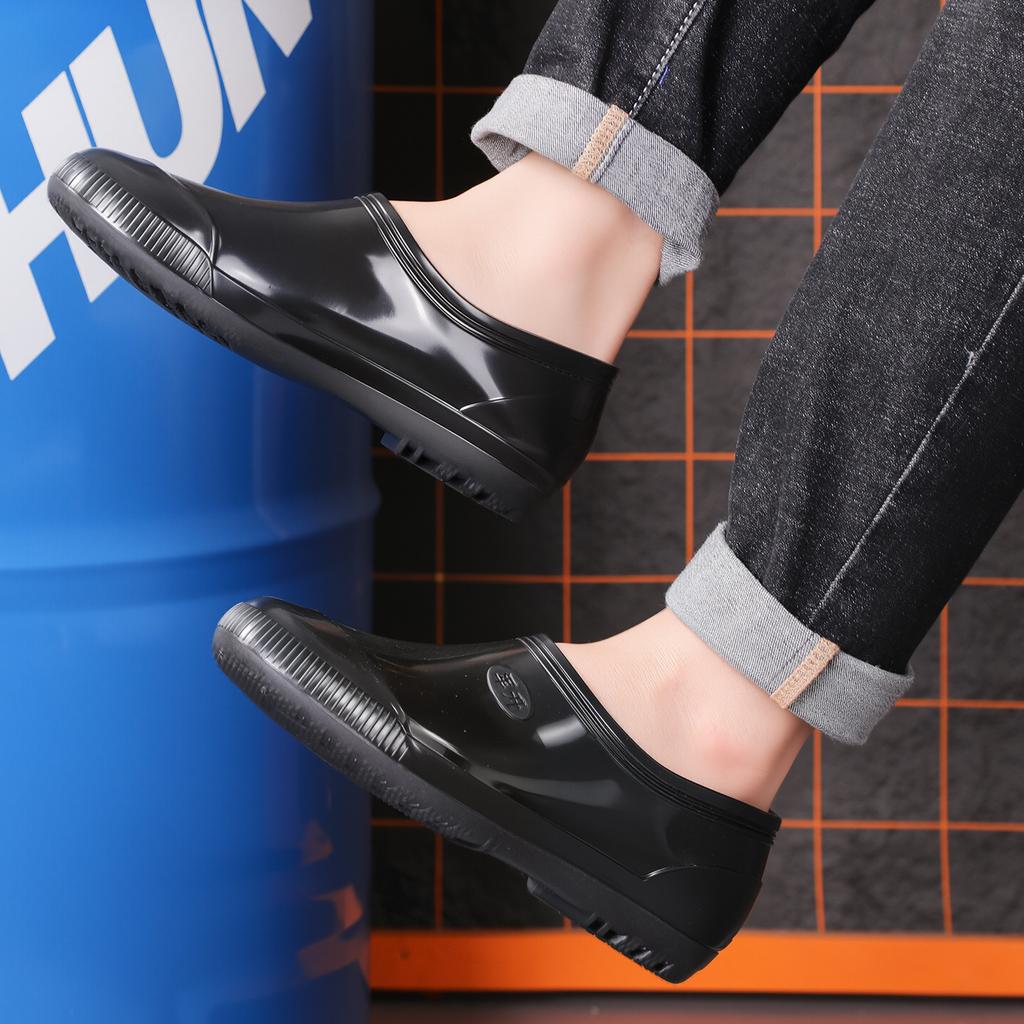 Wear-resistant beef tendon sole rain shoes men's anti-skid high rain boots with cotton to keep warm