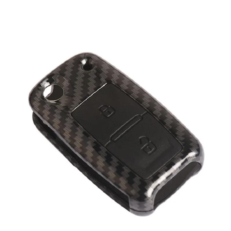 

Interior Mouldings Carbon Fiber ABS 2Buttons Car Flip Key Fob Cases for Volkswagen VW Amarok Polo Golf Mk4 Mk5 Bora Jetta Seat A