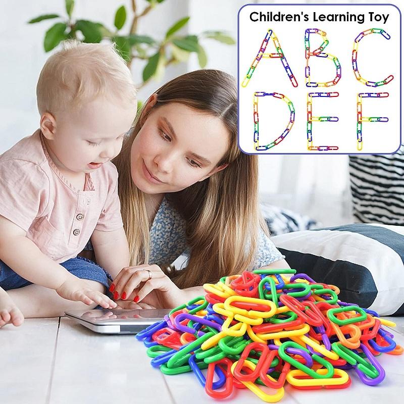 100 Pcs Rainbow C-Clips Plastic Chain Links, Bird Swing & Climbing Chain Cage Toy Clips & Hooks, Suitable for Sugar Glider, Rat