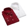 Männer Slim Fit Cord Hemd Revers Langarm Hemd Tops Einfarbig Taschen Casual Hemd Büro Arbeitskleidung