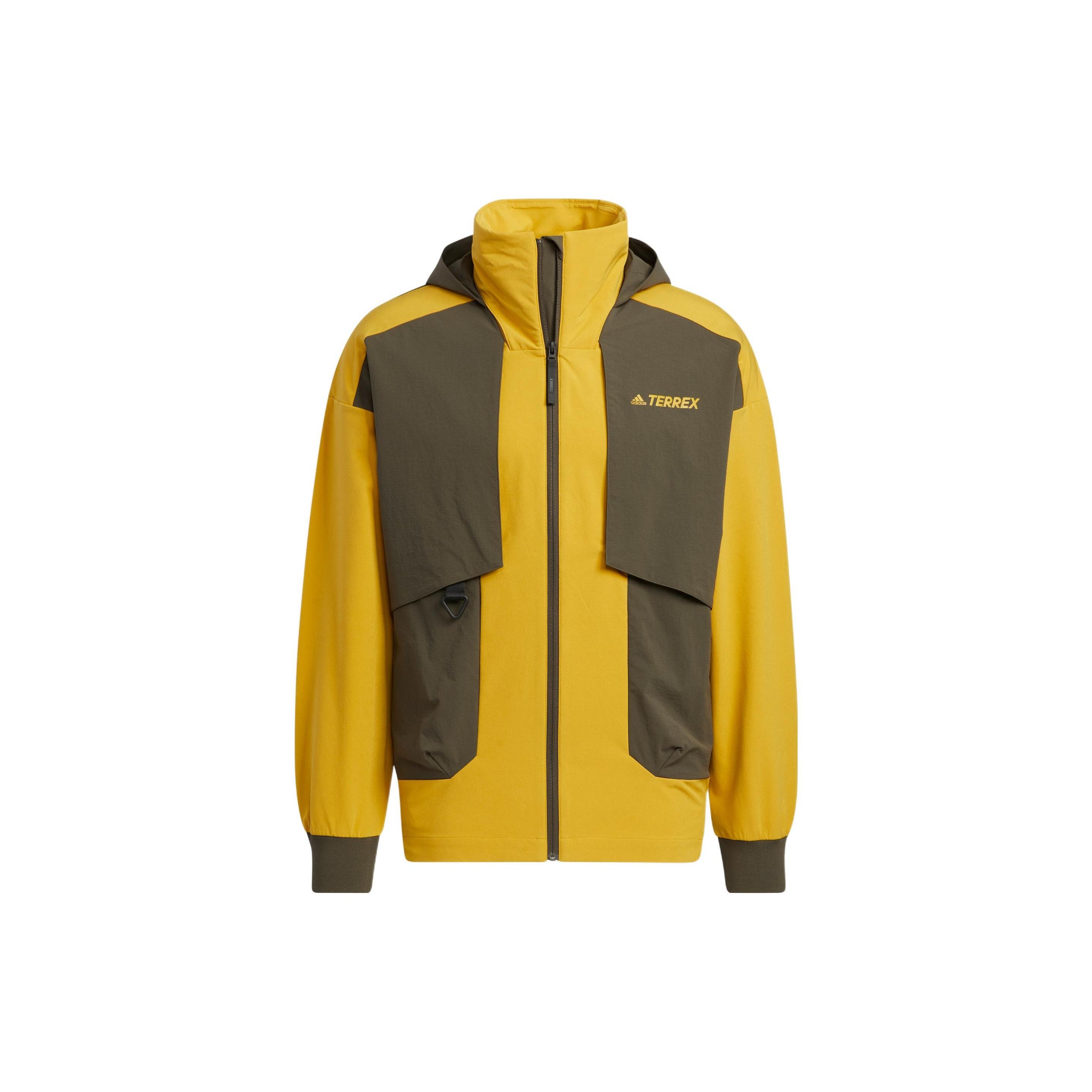 adidas Terrex Voyg Trans J Printing Logo Zipper Stand Collar Sun Protection Jacket Yellow Men s HN2028 XL