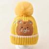 Cappellino invernale per neonato berretto a forma di orso coreano cappello invernale in lana a maglia per bambini berretto tinta unita cappello invernale per neonato con paraorecchie