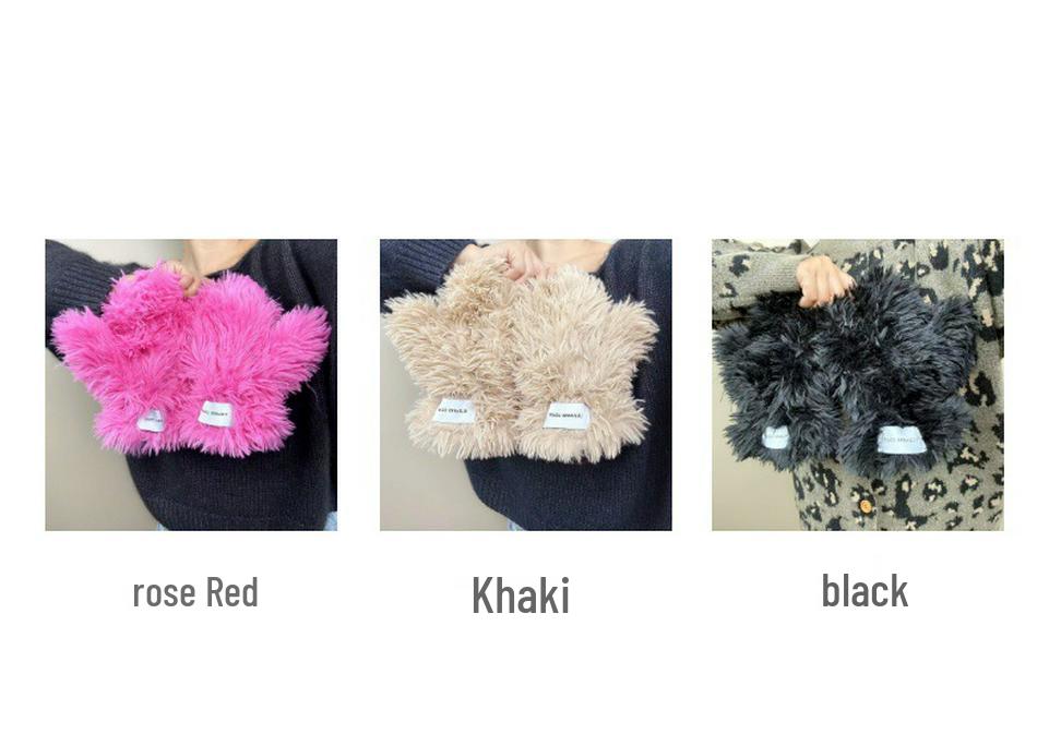 Women's Cold-Proof Plush Gloves - Winter Korean Style Fluffy Cycling Mittens