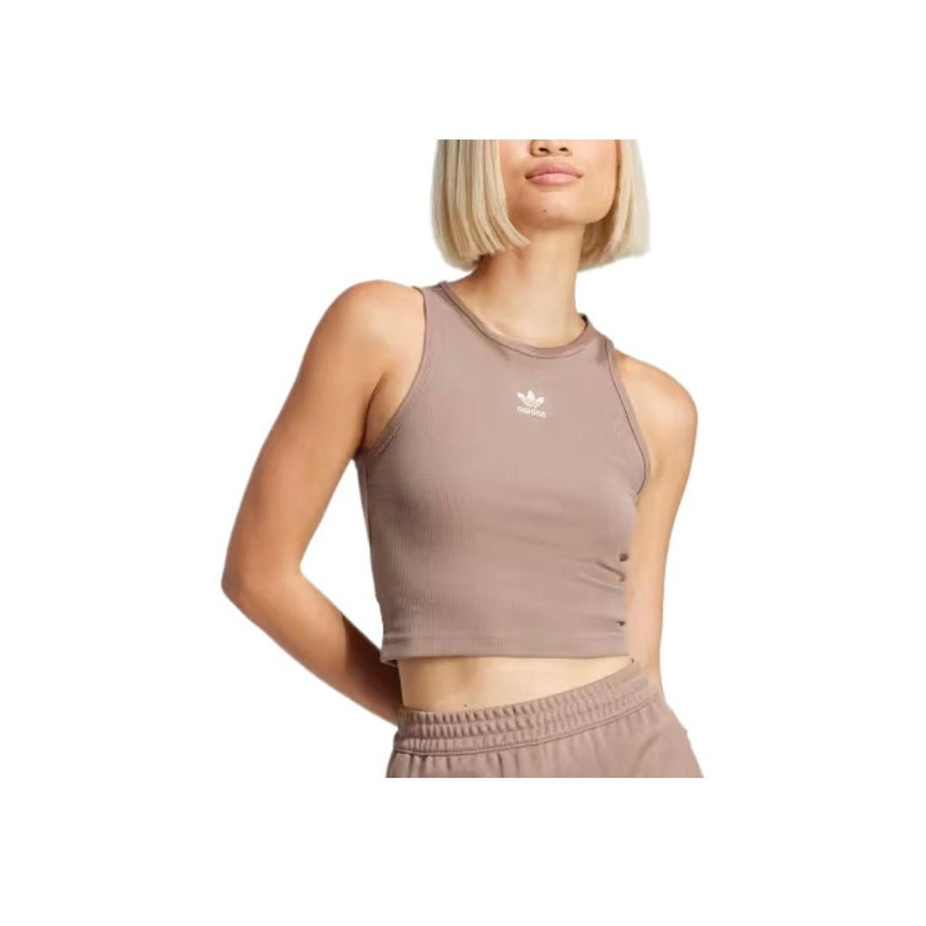 adidas Damen Essentials Geripptes Tanktop Trace Brown Damen Streetwear JC9009