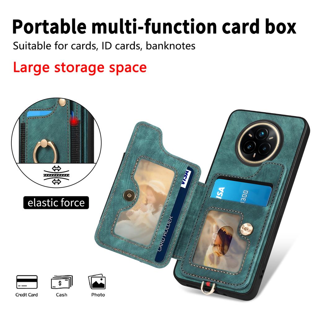 Pro Realme 14 Pro 5G Retro PU kožený zadní kryt s držákem na karty s blokováním RFID