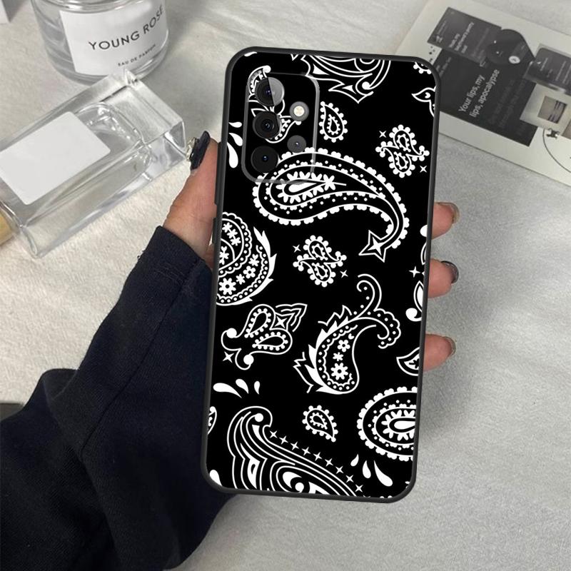 Étui Bandana Paisley Noir Pour Samsung Galaxy A13 A23 A33 A53 A17 A06 A16 A56 A36 A54 A34 A14 A52 A32 A15 A35 A55