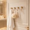 No-Drill Adhesive Wall-Mounted Hook, Acrylic Rose Golden Towel And Clothing Rack, Transparent Base Design, Suitable for Bathroom