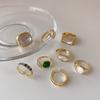 Elegant French Geometric Adjustable Ring - Women's Fashionable Temperament, Artistic Color Block Design for Index Finger