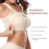 Thin Cup Wireless Front Closure Shaping Bra for Women Elastic Side Gathered Adjustable Double Cutout Back Intimates