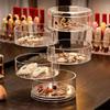 Rotating Jewelry Storage Box for Makeup Storage Rack Bracelet Earring Round Plastic Organizer Box Holder Display Rack with Cover