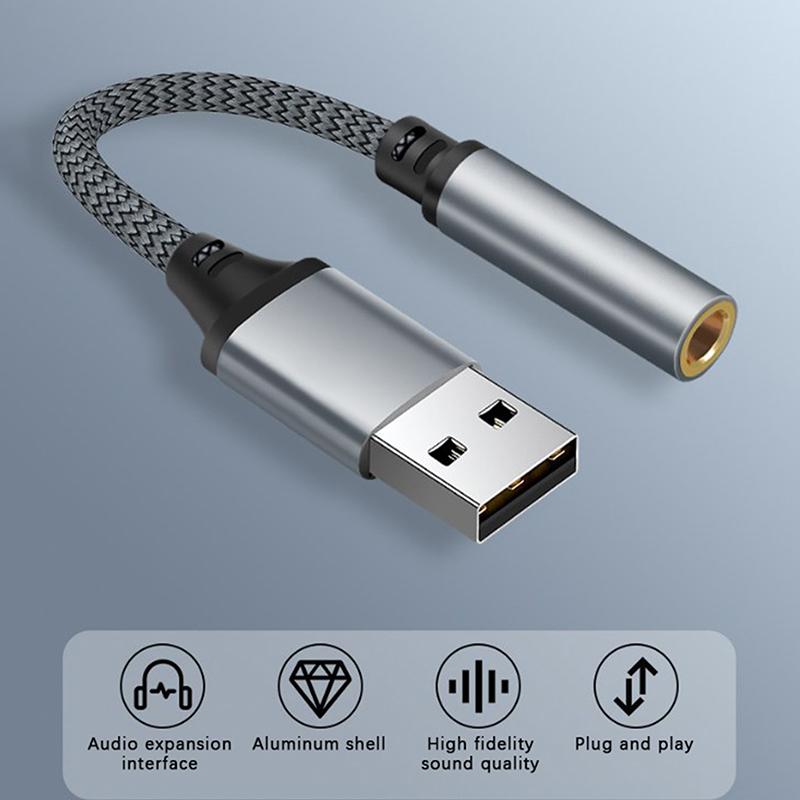 USB externí zvuková karta 3,5mm jack samice audio adaptér sluchátka mikrofon zvukový adaptér pro PC notebook USB na 3,5mm audio kabel