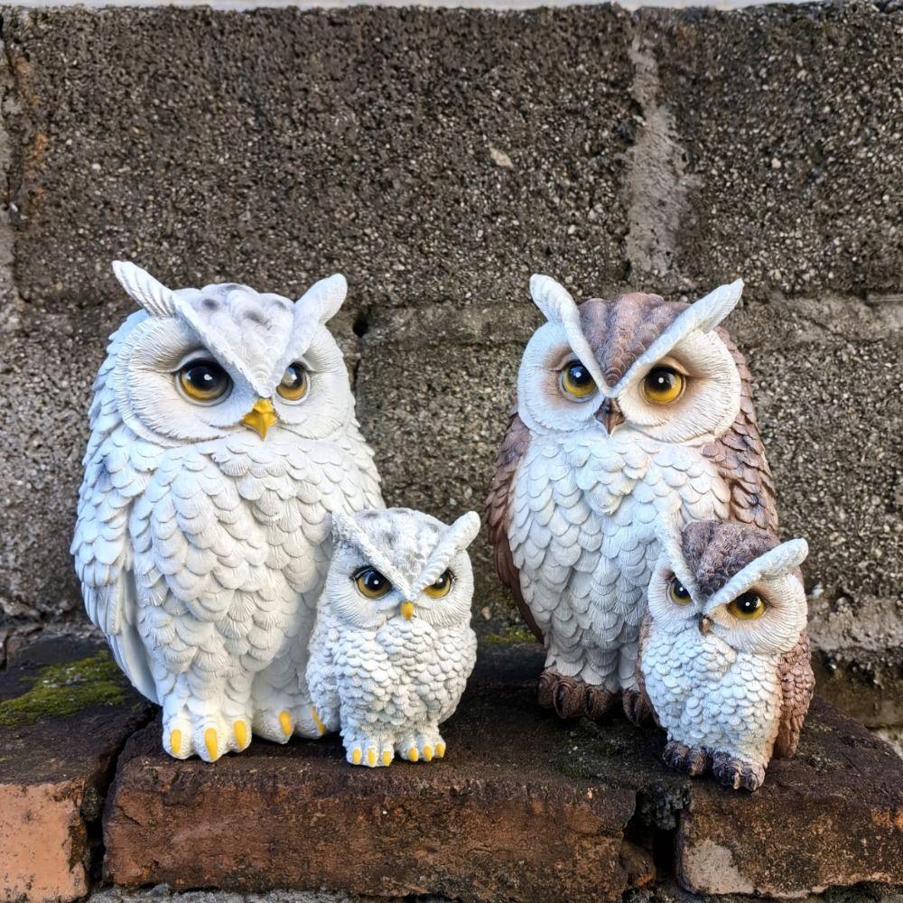 Miniature Decorative Ornament Resin Owl Statue Cute Creative Animal Bird Sculpture Exquisite Vivid Owl Figurines Tabletop