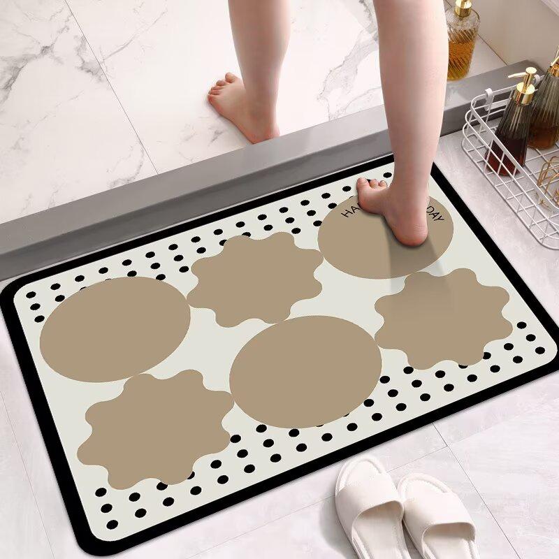 Kieselgur gepolsterter Teppich saugfähige schnelltrocknende Fußmatte Bodenmatte Badezimmertür rutschfest Toilette