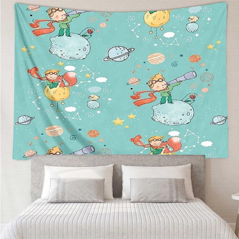 The Little Prince Print Tapestry, Backdrop, Easy Setup, Ideal for Bedroom, Office & Living Room, with Aesthetic Wall Hanging Decor.