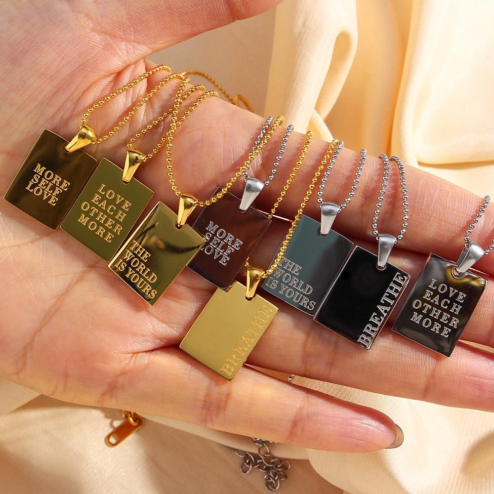 Vintage Silberfarben Graviert Länglich Paar Anhänger Perlenkette Damen Halskette Edelstahl Schmuck Halskette Für Männer