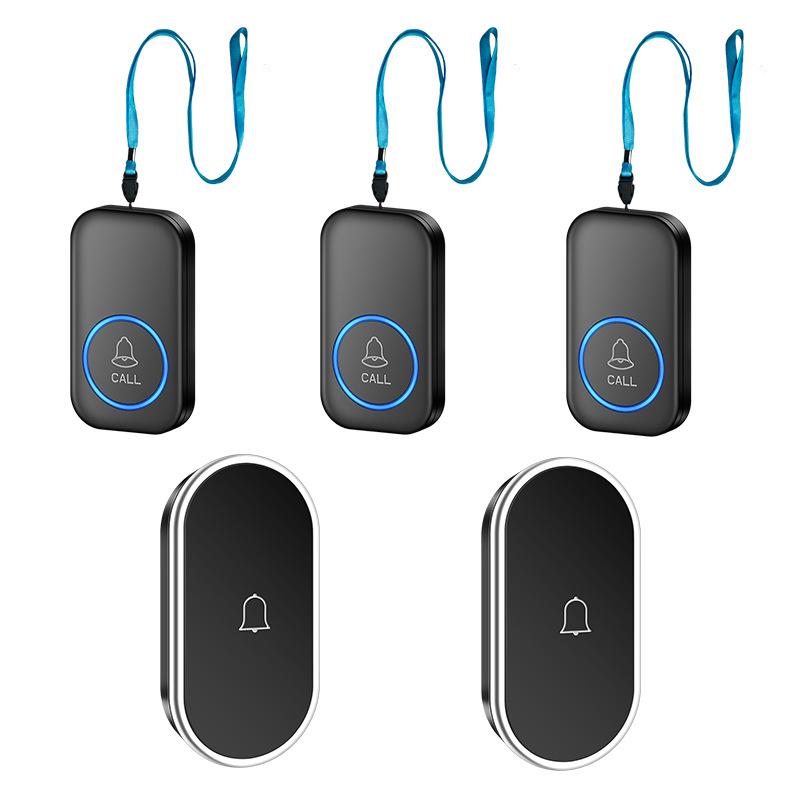 Waterproof Wireless Doorbell with 3 Receivers, 2 Transmitters, Remote Control, Long-Range Elderly Call Device & Wristband.