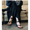 Roman Square Head Pinch Foot Herringbone High-heeled Sandals Women's 2025 New Summer Thick Heel One-word Buckle with Toe Women's Shoes