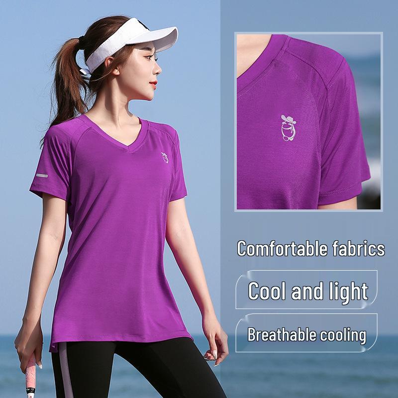 Women's Plus Size Quick-Dry Yoga T-Shirt - Summer Gym Loose Fit Running Top for Weight Loss